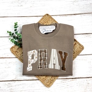 Pray T-Shirt Embroidered Christian Shirt Christian Tee Faith T Shirt or Sweatshirt for Women Christian Apparel Minimalist Gift image 3