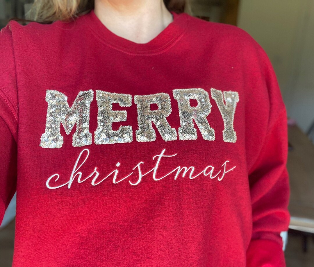 Ribbon Sequins Christmas Sweater Top - Blush/Gold main image 0