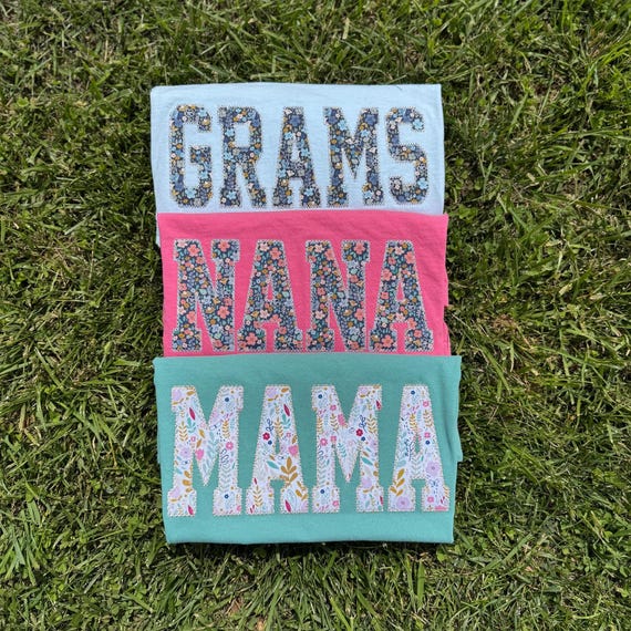 Embroidered Mama Shirt Custom Floral Nana T-Shirt Mother's Day Gift New Mom Gift Custom Family Tees Grandma Birthday Gift