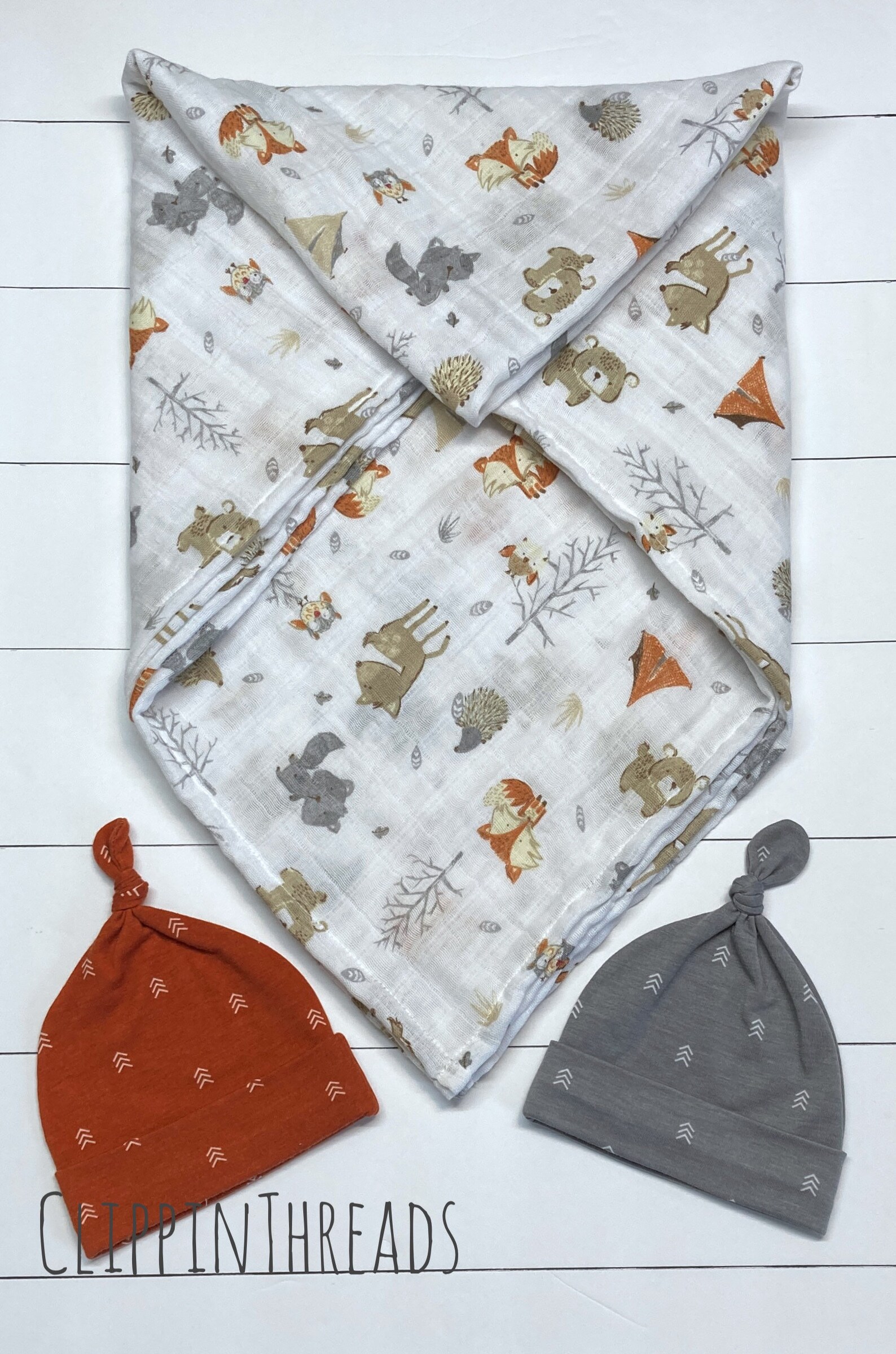 Woodland Animals Swaddle Blanket Baby Boy Swaddle Newborn Gift Etsy