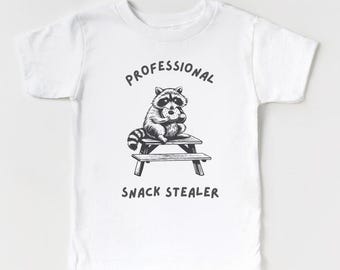 Kids Raccoon Shirt Snack Stealer T-Shirt Toddler Funny Raccoon Shirt Kids Meme Shirt Gift for Toddler