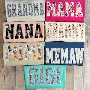 Mama Shirt Embroidered Pullover Custom Grandmother Crewneck Sweatshirt Personalized Nana Gift Women Clothing Trendy Mom Thoughtful Gift