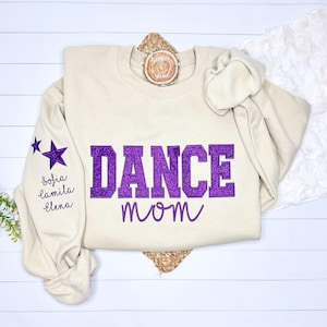 Personalized Embroidered Dance Mom Sweatshirt, Custom Team Crewneck, Dance Mom Star Shirt, with Kids Name on Sleeve, Dance Shirt image 7