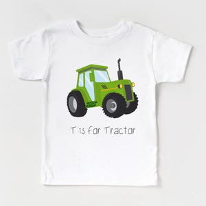 T is for Tractor Shirt, Toddler Tractor T-Shirt, Kids Green Tractor Tee, Farm Shirt for Boys, Toddler Farmer Gift, Gift for Toddler