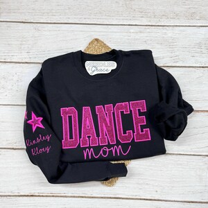 Personalized Embroidered Dance Mom Sweatshirt, Custom Team Crewneck, Dance Mom Star Shirt, with Kids Name on Sleeve, Dance Shirt image 3