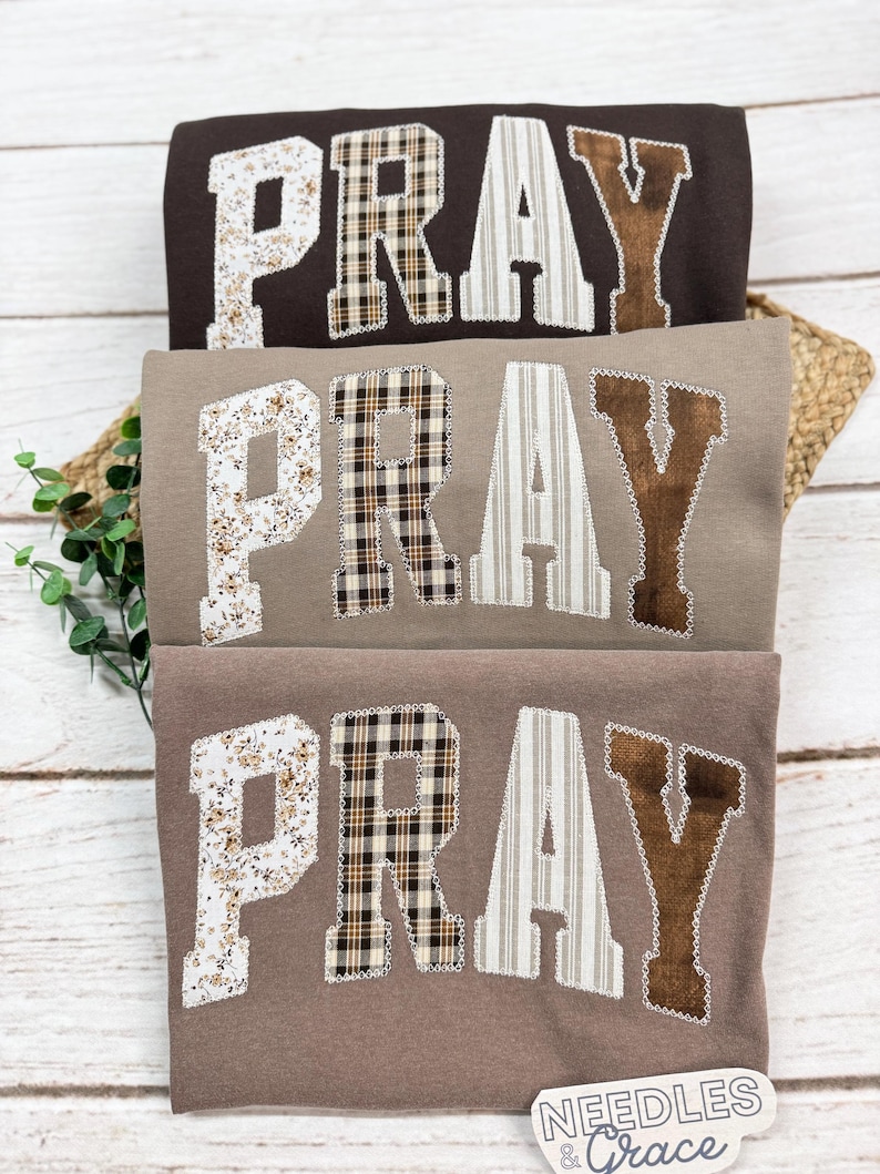 Pray T-Shirt Embroidered Christian Shirt Christian Tee Faith T Shirt or Sweatshirt for Women Christian Apparel Minimalist Gift image 15