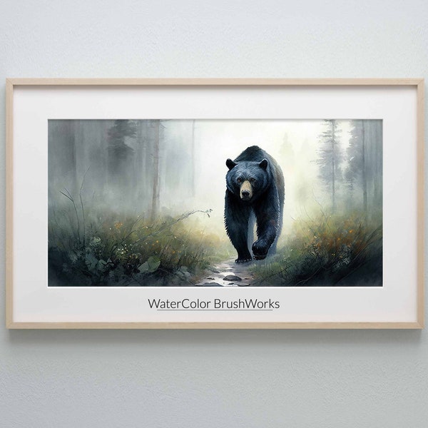 Black Bear Painting Bear Decor Black Bear Watercolor Wall Art Bear digital Downloadable Art Bear In Forest 164