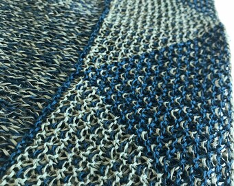 Hand Knit Japanese Cotton Cowl, Lightweight Mosaic Shoulder Shrug
