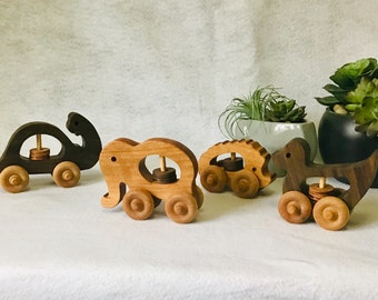 Animal Baby Rattles, Set of 2, 3, or 4, Wooden Baby Rattles, Baby Shower, 1st Birthday