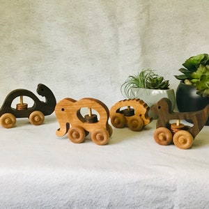 Animal Baby Rattles, Set of 2, 3, or 4, Wooden Baby Rattles, Baby Shower, Christmas Gift