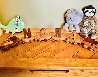 wooden name train for baby