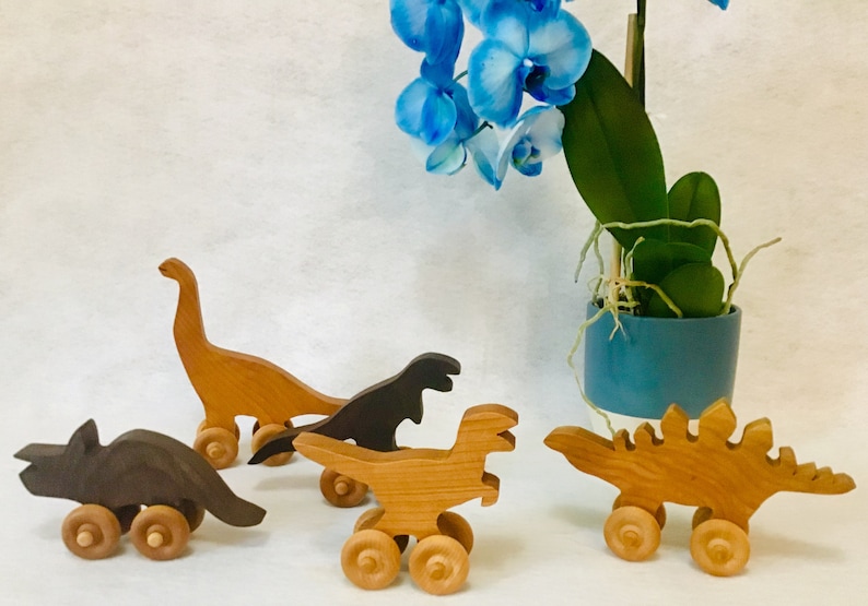 Wooden Dinosaur Toys, Wooden baby boys, Waldorf Toys, 1st Birthday Set of 5