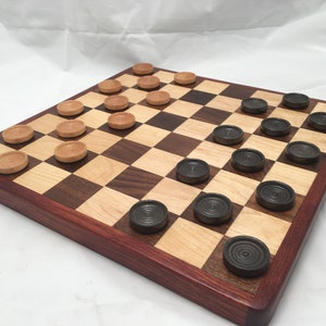 Handmade Wooden Chess Set, Wood Chess Board, Chess Checkers