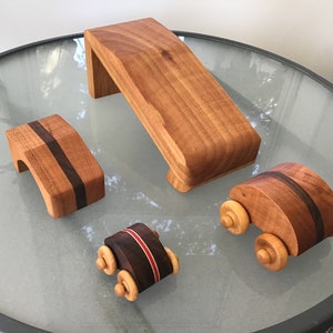 Toy Cars, Flipsy Car With Ramp, Baby Shower Gift, Christmas, Waldorf Toys Mini Flip Zebrawood