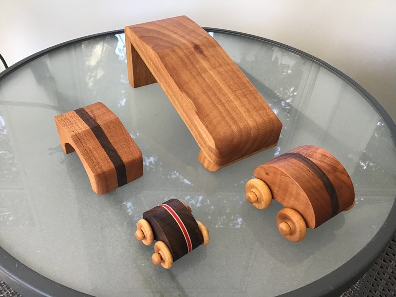 Toy Cars, Flipsy Car With Ramp, Baby Shower Gift, Christmas, Waldorf Toys Mini Flip Zebrawood