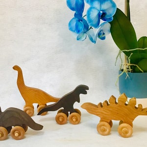 Wooden Dinosaur Toys, Wooden baby boys, Waldorf Toys, 1st Birthday Set of 4