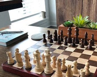 Handmade Wooden Chess Set, Wood Chess Board, Checkers, July 4th