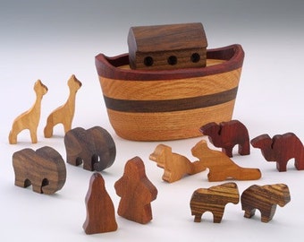 Wooden Noah's Ark Puzzle, Mini Noah's Ark, Wood Toy, Religious Toy