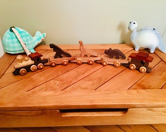 Personalized Dinosaur Train, Custom Wooden Toy Train Set,