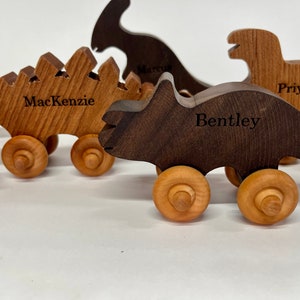 Wooden Dinosaur Toys, Wooden baby boys, Waldorf Toys, 1st Birthday Set of 3 Engraving
