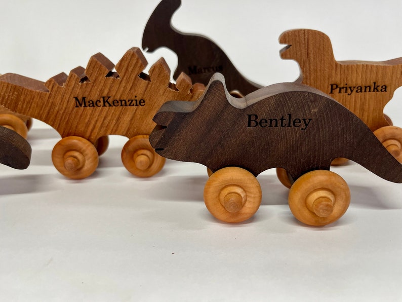 Wooden Dinosaur Toys, Wooden baby boys, Waldorf Toys, 1st Birthday Set of 3 Engraving