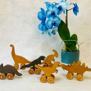 Wooden Dinosaur Toys, Wooden baby boys, Waldorf Toys, 1st Birthday Set of 6