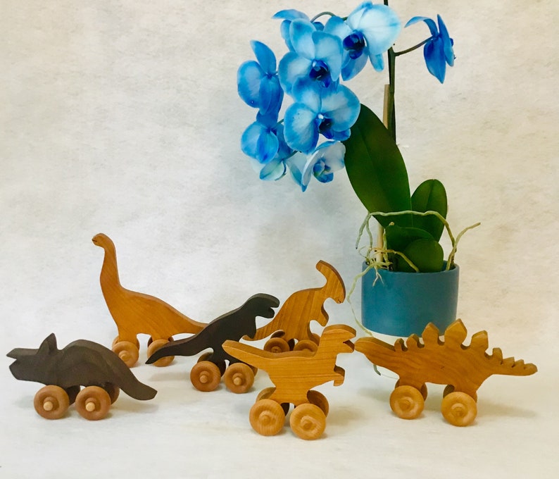 Wooden Dinosaur Toys, Wooden baby boys, Waldorf Toys, 1st Birthday Set of 6