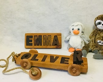 Wood Baby Name Puzzle, Personalized Baby Toy , Baby Shower Gifts, 1st Birthday, Montessori