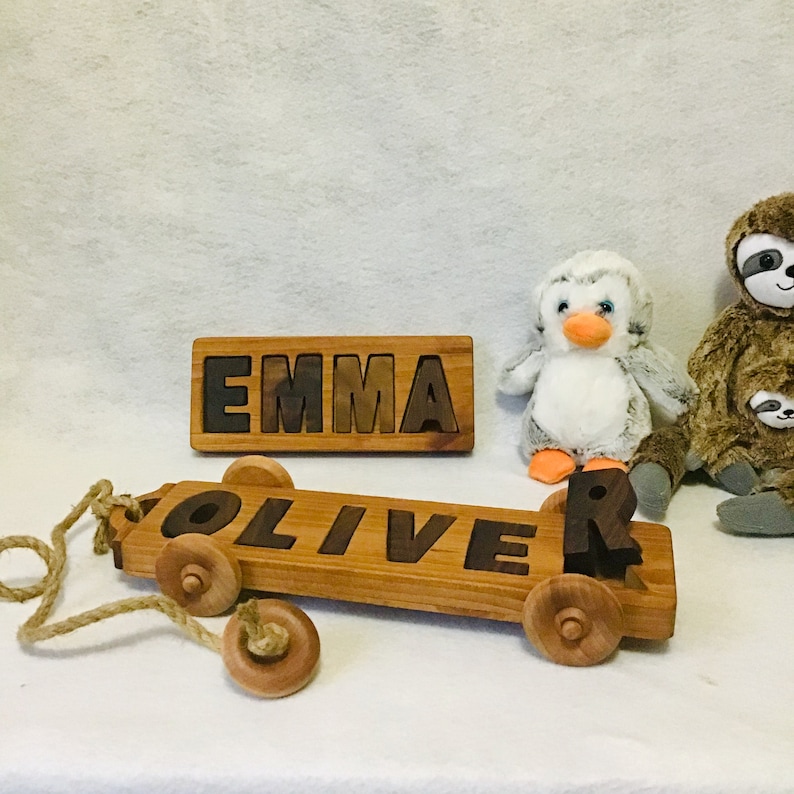 Wood Baby Name Puzzle Personalized Baby Toy Baby Shower Etsy