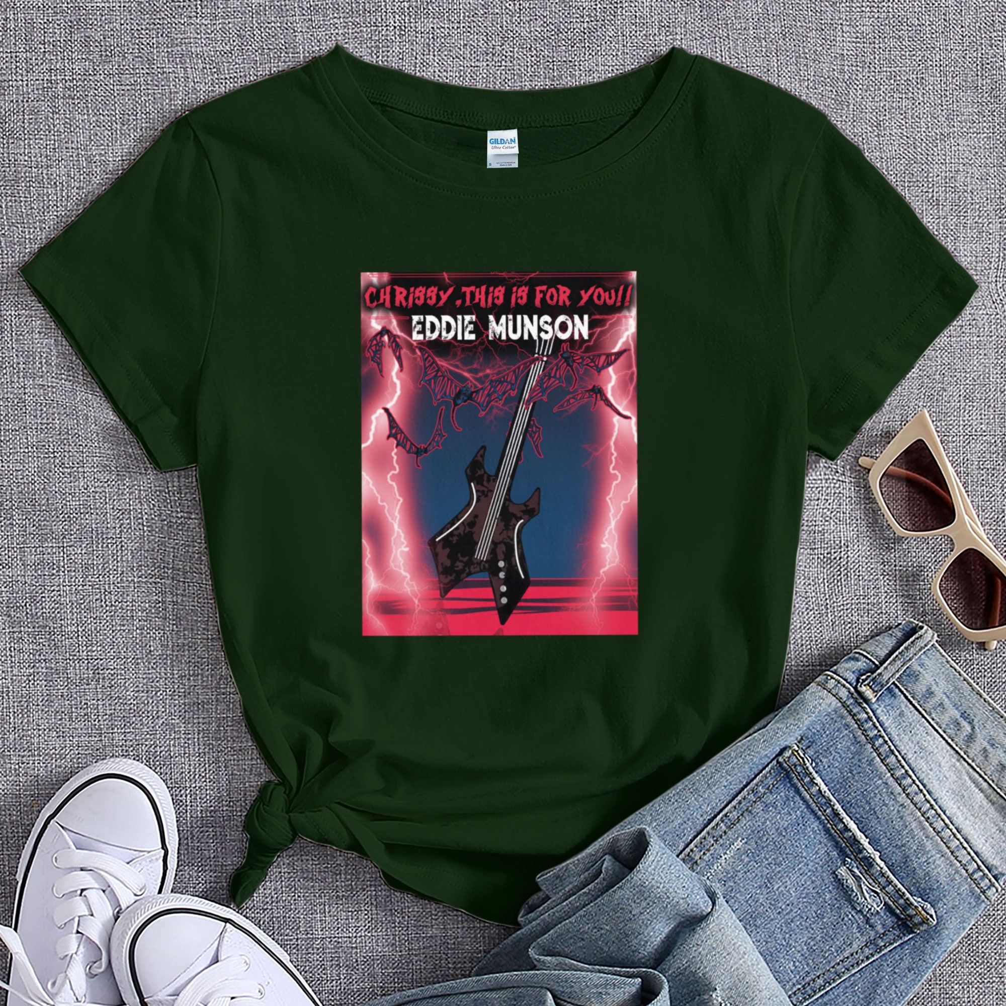Discover EddieMunson Playing Guitar, Chrissy, This is for you, Guitar Shirt, Corroded coffin, Corroded coffin tee, Eddie Munson Shirt, ST4 Shirt