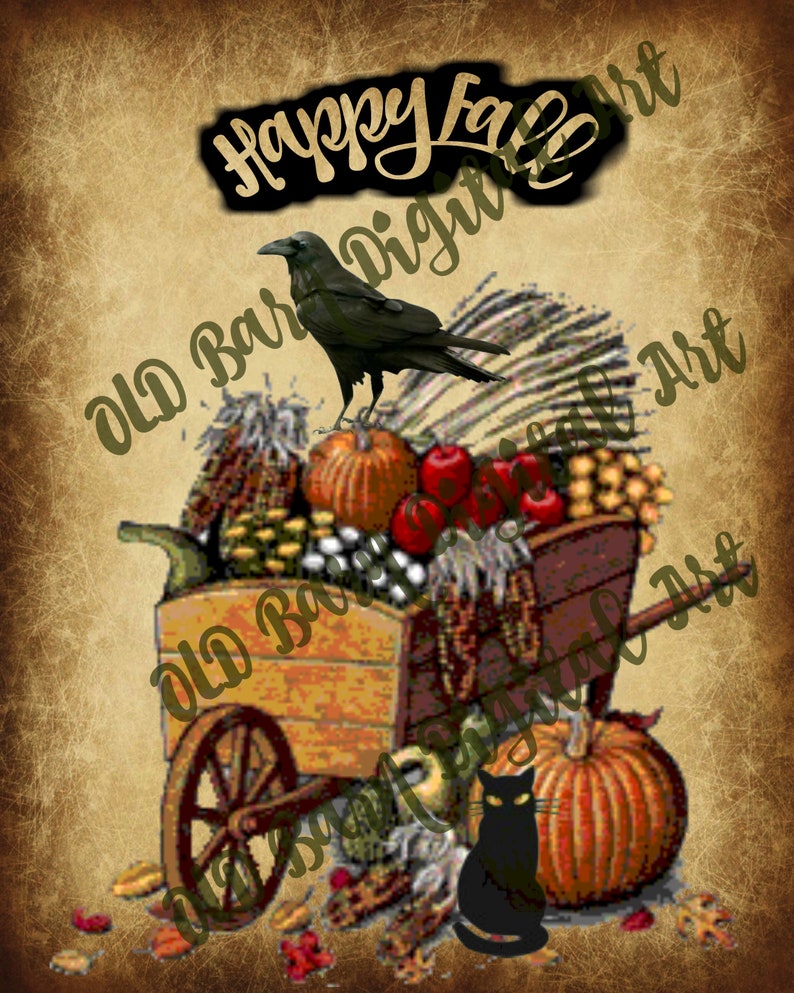 Primitive Digital Art- Happy Fall - Fall Logo - Crow - Logo- Pantry Jar ...