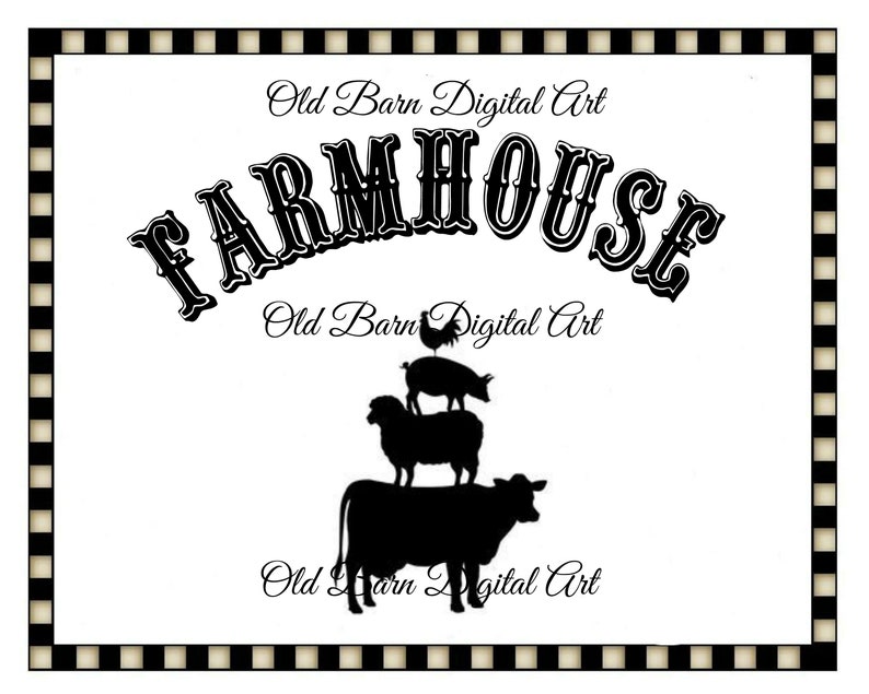 Farmhouse Digital Artborderblack and Whitefarmhouse Etsy