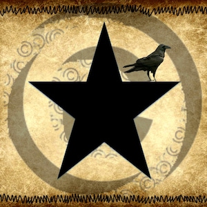 Grungy Primitive Digital Art- STAR and Crow - Border-Grungy Jar Logo-Pantry Label-Crock-Digital Transfer-Label JPEG File Instant Download