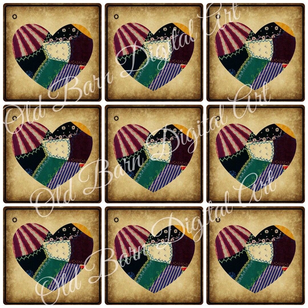 Primitive Printable Heart Hang Tags - Be My Valentine - Instant Digital ...