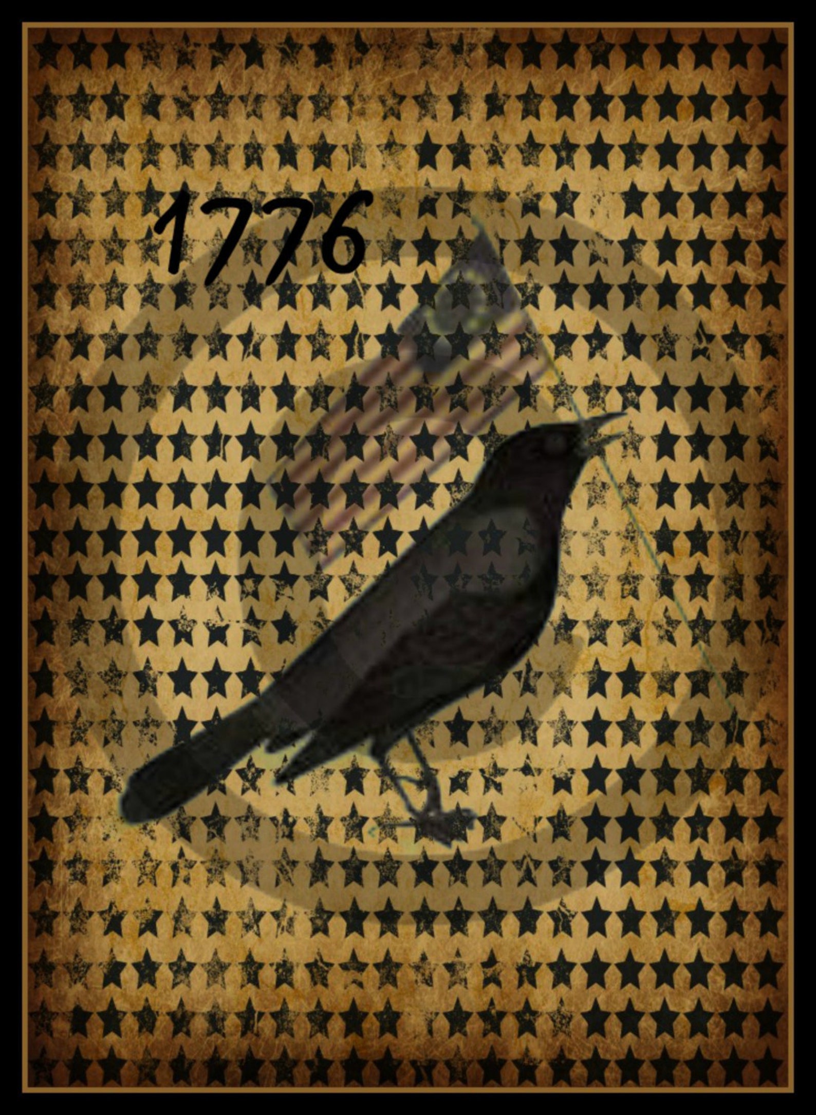 Primitive Digital Art-american-1776-crow- Flag-jar Candle Logo-pantry ...
