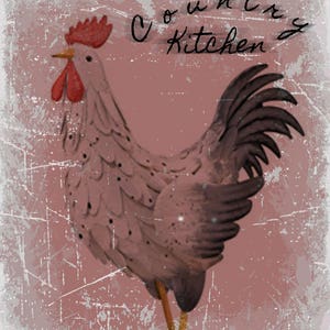 Primitive Digital Art-Country Kitchen-Farmhouse Rooster-Jar Candle Logo- Pantry Label - Rusty Can Label  - Label JPEG File Instant Download
