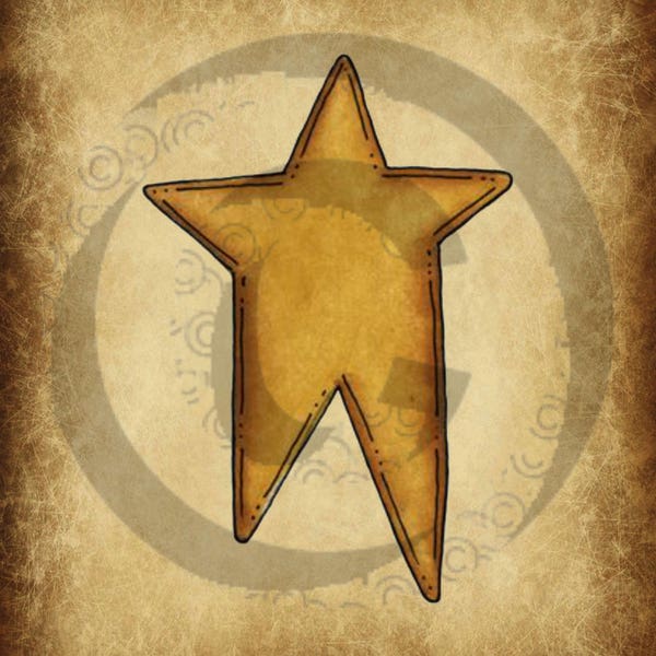 Pantry Label - Primitive Star - Jar Candle Label -Old Crock Label - Rusty Can Label -Primitive Digital Art JPEG File Instant Download