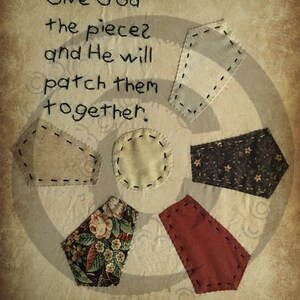 Pantry Label -Give God The Pieces  - Jar Candle Label -Old Crock Label - Rusty Can Label -Primitive Digital Art JPEG File Instant Download