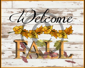 Primitive Digital Art-  - Welcome FALL - Fall  Logo - Jar Candle Logo- Pantry Jar or Rusty Cans Label  - Label JPEG File Instant Download