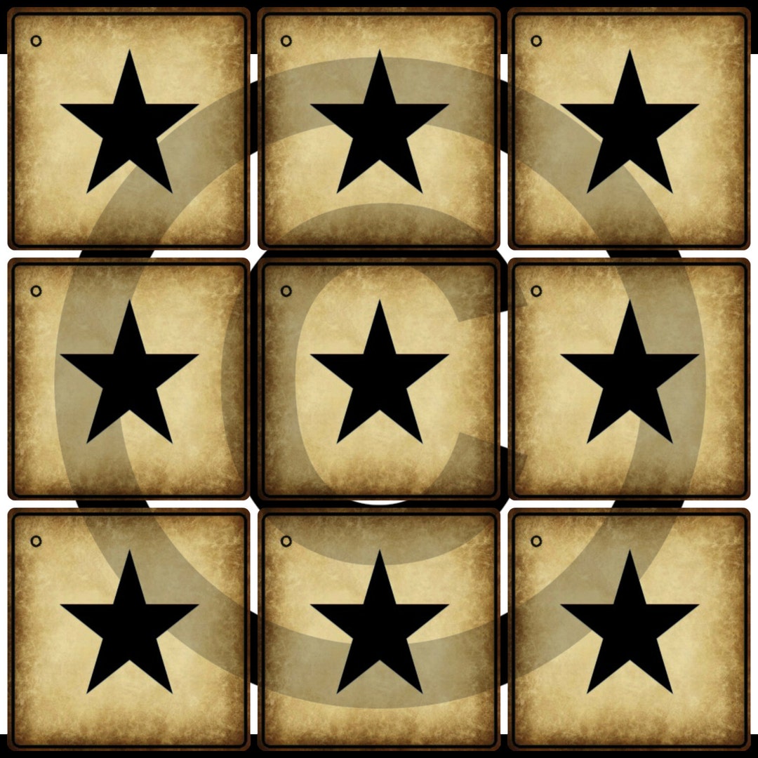 Primitive Printable Black Star Hang Tags - Instant Digital Download ...