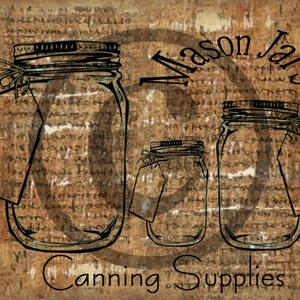 Primitive Digital Art-Mason Jar Canning Supplies--Candle Logo-Grungy Paper-Pantry Label - Digital Transfer -Label JPEG File Instant Download
