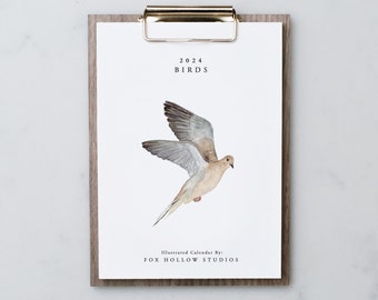 Birds: 2024 Desk Calendar Refill for Clipboard Stand - Desk Calendar - Songbirds - Desktop stand - Christmas gift