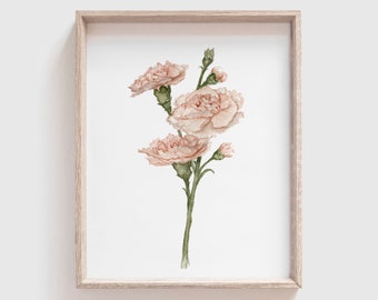 Carnation Art Print (Digital Download) - Flowers - Florals - Mother's Day Gift - Watercolor Painting - Home Decor - Mother's Day