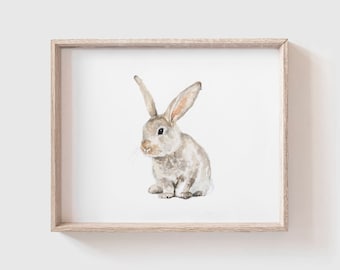 Bunny No. 1 Art Print (Digital Download) - Watercolor - Farm Animal Painting - Bunnies - Rabbits