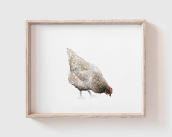 Brown Chicken Art Print- Farm Animal Watercolor Painting - Chicken - Hen Painting - Farmhouse - Chicken Painting - Kitchen Decor - Hen