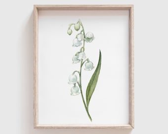 Lily of the Valley Art Print (Digital Download) - Flowers - Florals - Mother&#39;s Day Gift - Watercolor Painting - Home Decor