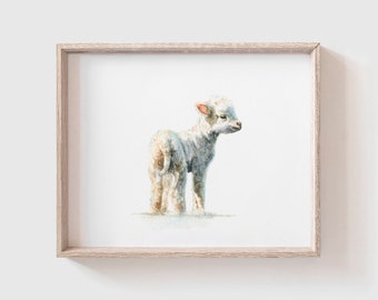 Lamb No. 1 Art Print- Baby Animal Painting - Lamb Watercolor - Farm Animal Painting - Baby Lamb Painting - Lamb - Sheep - Baby Room - Baby