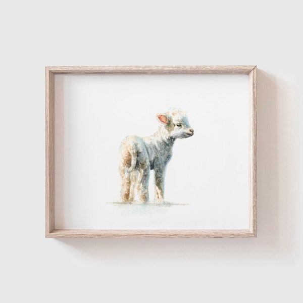 Lamb No. 1 Art Print- Baby Animal Painting - Lamb Watercolor - Farm Animal Painting - Baby Lamb Painting - Lamb - Sheep - Baby Room - Baby