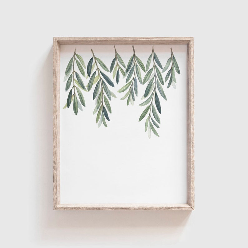 Olive Branches Art Print Olive Branch Leaves Painting Etsy