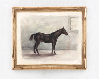Chester Art Print - Black Horse Painting - English Watercolor Painting - Impressionistic Painting - Fine Art  - Vintage English Art